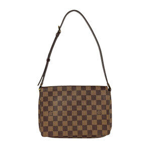 Louis Vuitton Damier Ebene Brown Musette Tango Shoulder Bag Canvas Ebene Leather